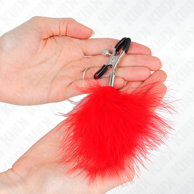 Kink - Morsetto Per Capezzoli A Piuma Rosso 7 Cm