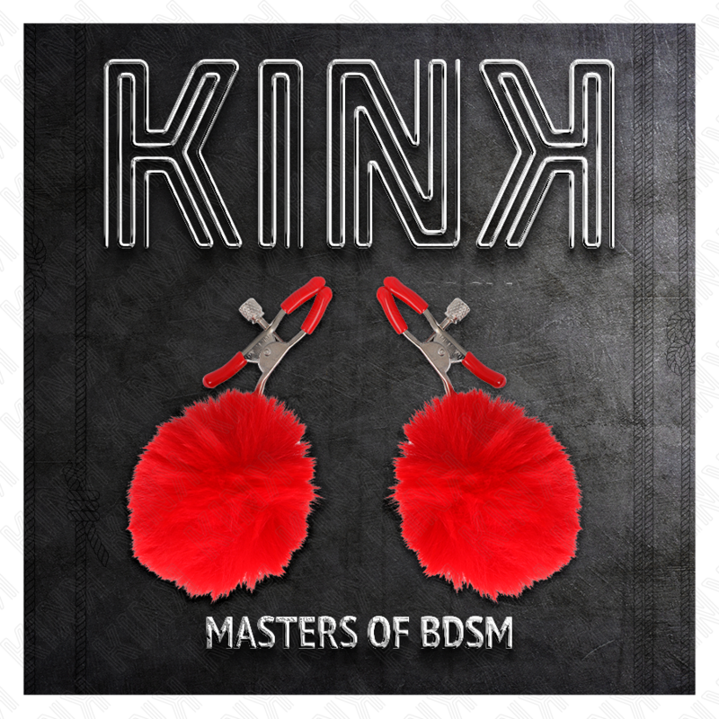 Kink - Morsetto Per Capezzoli A Palla In Pelliccia Sintetica Rosso 6 Cm