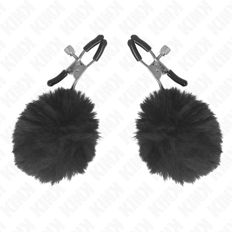 Kink - Morsetto Per Capezzoli In Pelliccia Sintetica Nero 6 Cm