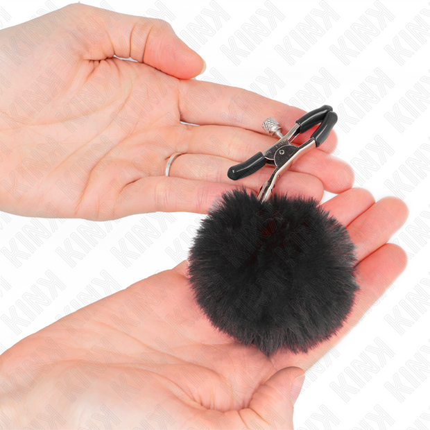 Kink - Morsetto Per Capezzoli In Pelliccia Sintetica Nero 6 Cm