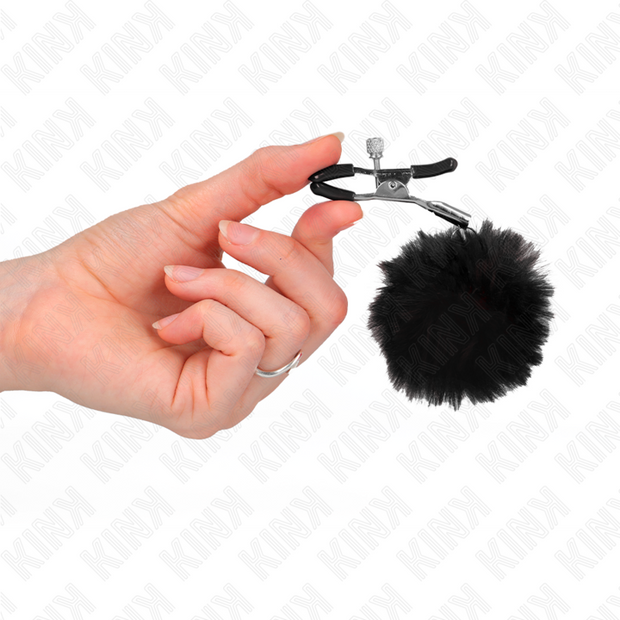 Kink - Morsetto Per Capezzoli In Pelliccia Sintetica Nero 6 Cm