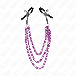 Kink - Morsetti Per Capezzoli Con 3 Catene Viola 20/23/28 Cm