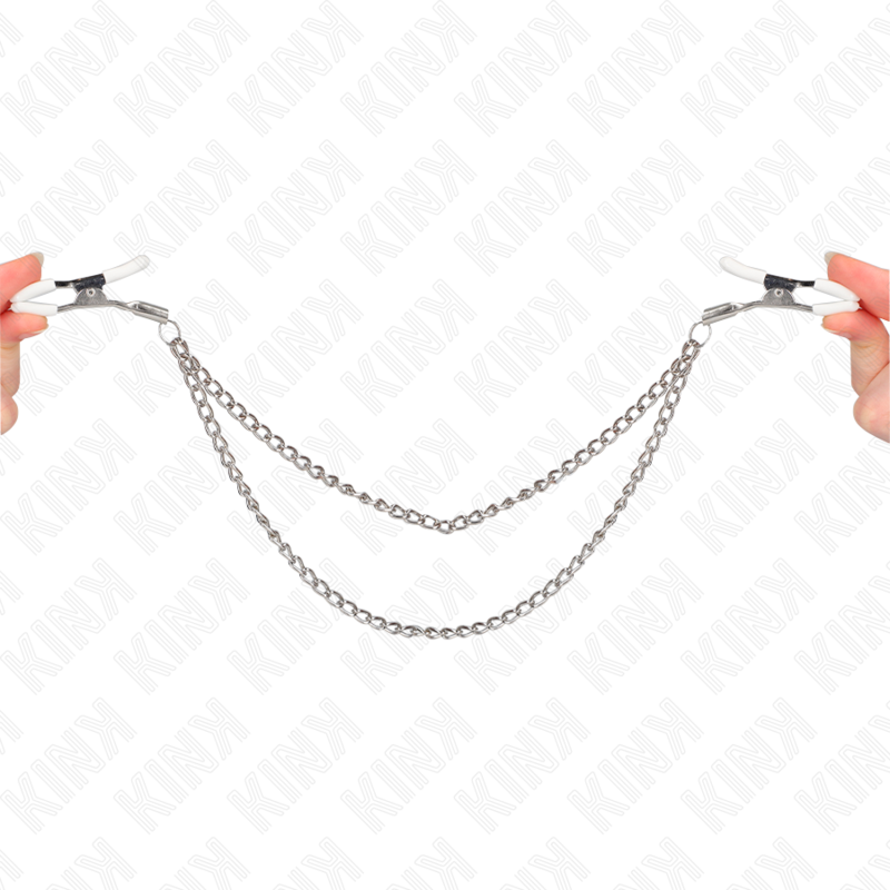 Kink - Morsetti Per Capezzoli Con 2 Catene Sottili Argento 20/23 Cm