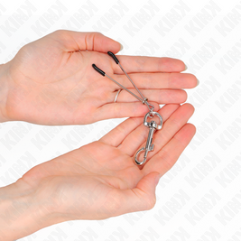 Kink - Morsetto Per Capezzoli A Gancio Sottile Argento 7 Cm