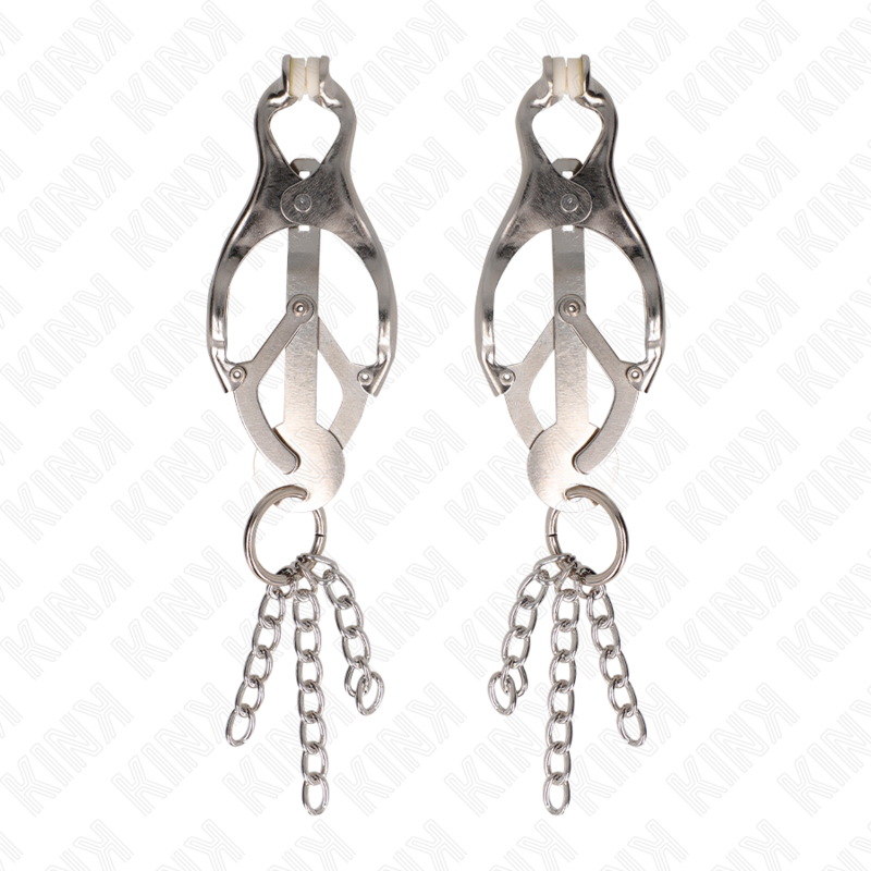 Kink - Morsetti Per Capezzoli A Trifoglio Giapponesi Con Catenelle Argento