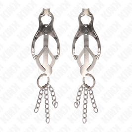 Kink - Morsetti Per Capezzoli A Trifoglio Giapponesi Con Catenelle Argento