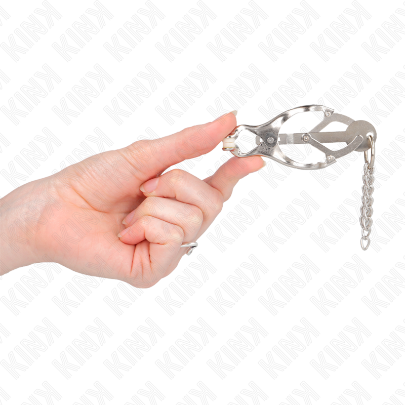Kink - Morsetti Per Capezzoli A Trifoglio Giapponesi Con Catenelle Argento