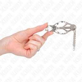 Kink - Morsetti Per Capezzoli A Trifoglio Giapponesi Con Catenelle Argento