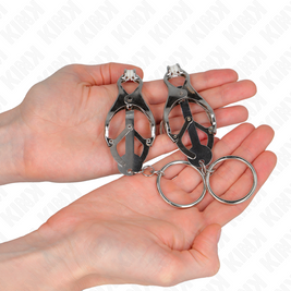 Kink - Morsetti Per Capezzoli Con O-Ring Giapponese A Trifoglio Argento
