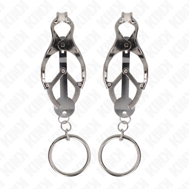 Kink - Morsetti Per Capezzoli Con O-Ring Giapponese A Trifoglio Argento