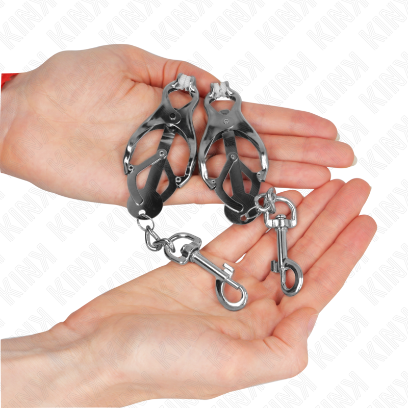 Kink - Morsetti Per Capezzoli A Trifoglio Giapponesi Con Ganci Argento