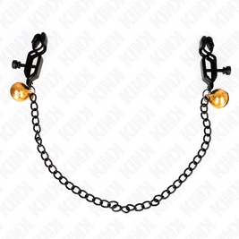 Kink - Morsetti Per Capezzoli A Catena Piatta E Campanella Argento 30 Cm
