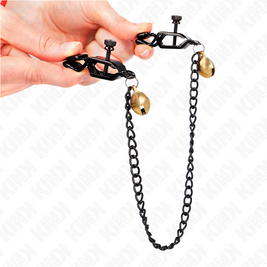 Kink - Morsetti Per Capezzoli A Catena Piatta E Campanella Argento 30 Cm