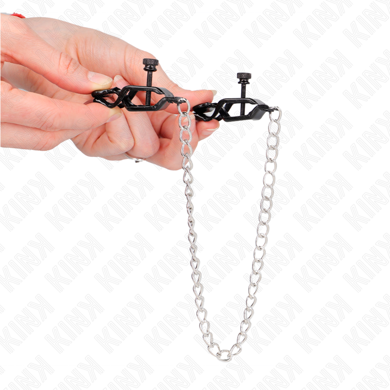 Kink - Morsetti Per Capezzoli A Catena Piatta Argento 30 Cm