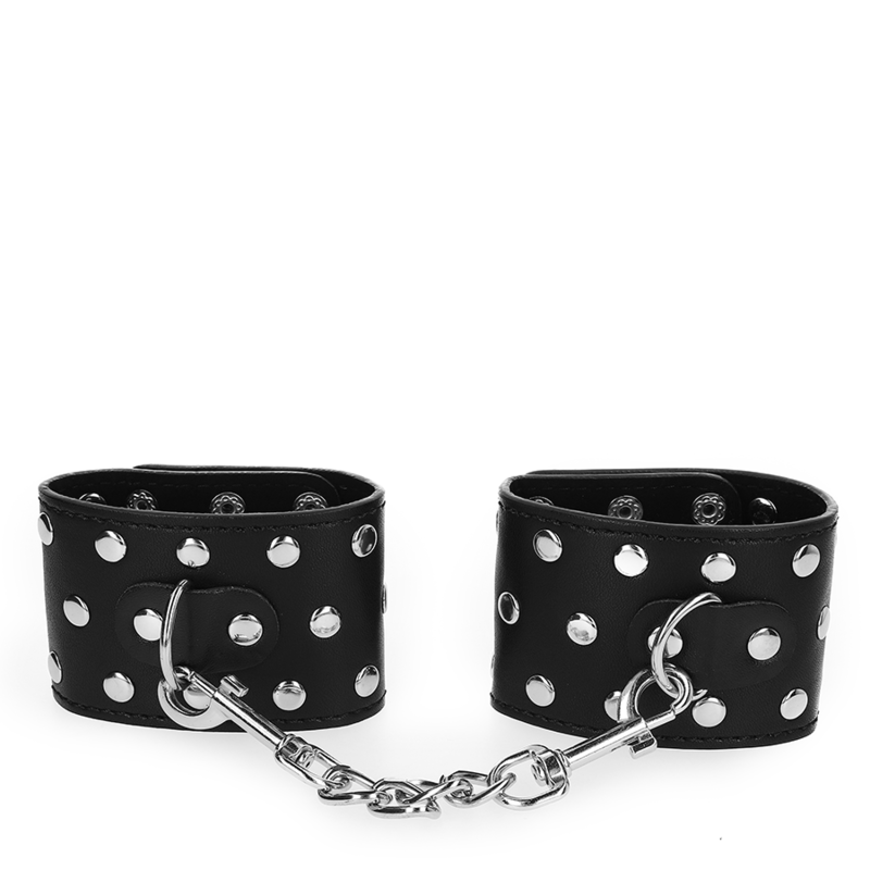 Kink - Cinturini Da Polso Con Chiusura A Scatto Pieni Di Rivetti Neri Regolabili 19-24 Cm X 5,5 Cm