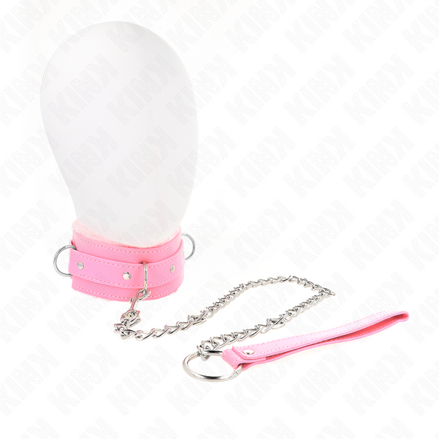 Kink - Collare Con Guinzaglio 65 Cm Con Restrizioni Rosa 36-42 Cm X 5,5 Cm