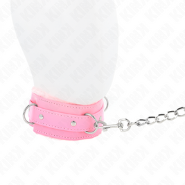 Kink - Collare Con Guinzaglio 65 Cm Con Restrizioni Rosa 36-42 Cm X 5,5 Cm