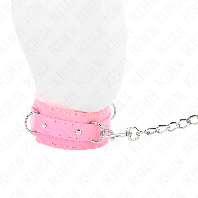 Kink - Collare Con Guinzaglio 65 Cm Con Restrizioni Rosa 36-42 Cm X 5,5 Cm