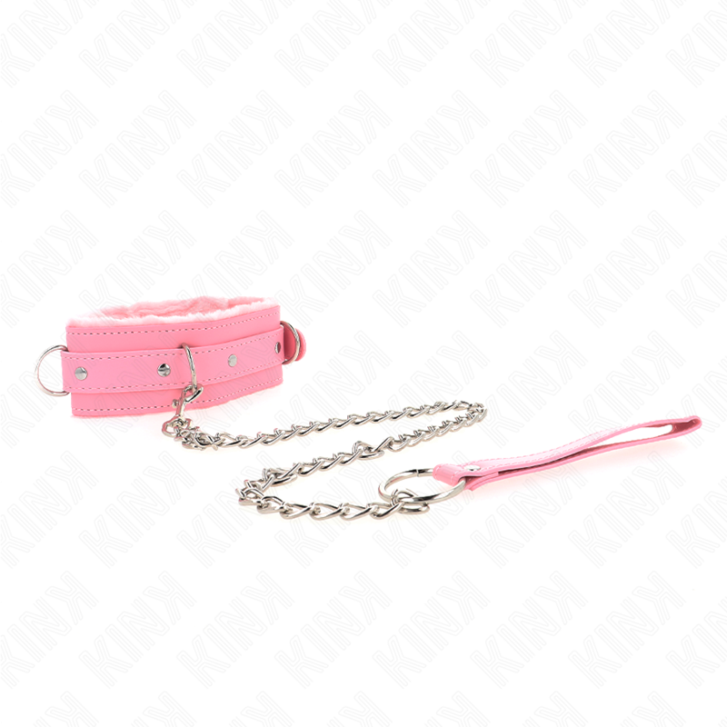 Kink - Collare Con Guinzaglio 65 Cm Con Restrizioni Rosa 36-42 Cm X 5,5 Cm