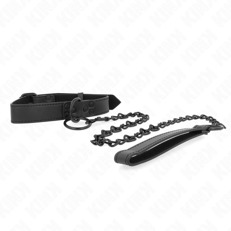 Kink - Collare Con Guinzaglio Scuro 65 Cm Regolabile 37-54 Cm X 3 Cm