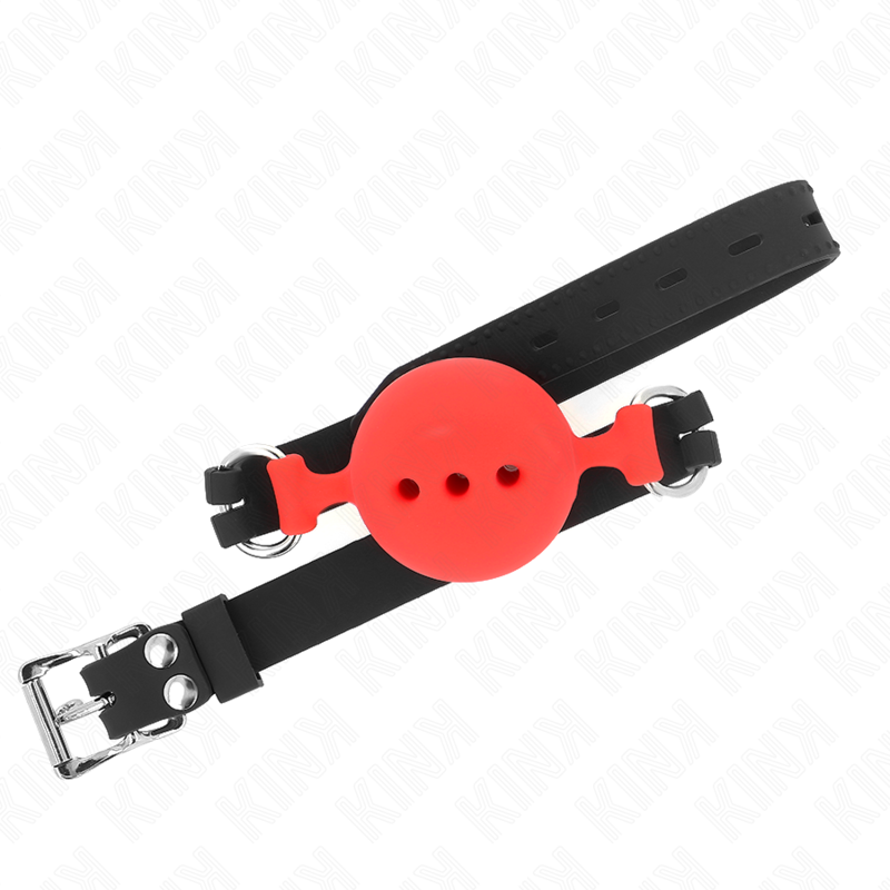 Kink - Bavaglio In Silicone Completo 55 X 2 Cm Con Palla Da 5 Cm Taglia L Rossa Regolabile 35-51 Cm