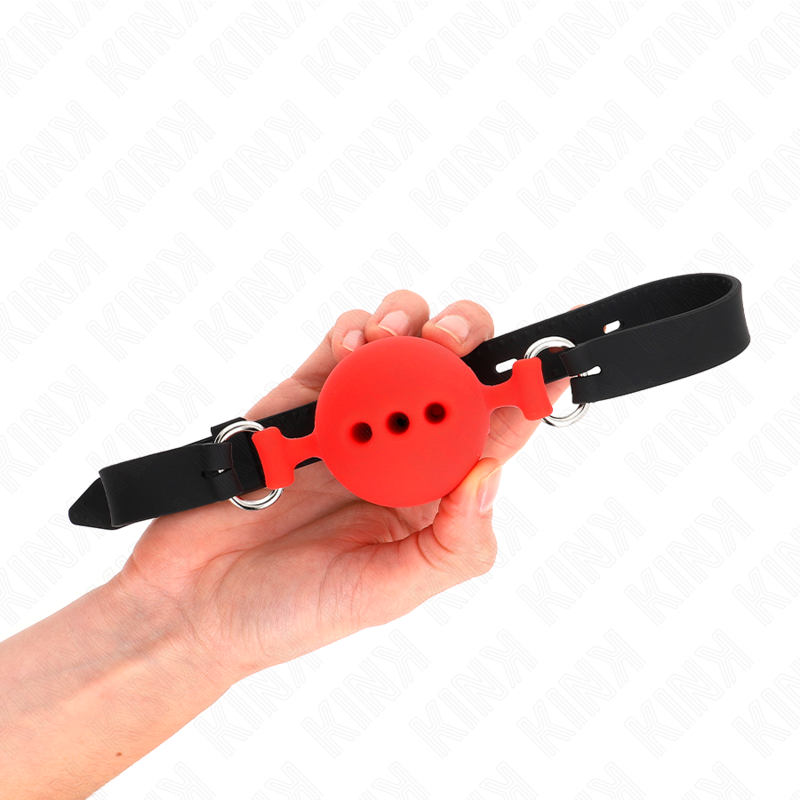 Kink - Bavaglio In Silicone Completo 55 X 2 Cm Con Palla Da 5 Cm Taglia L Rossa Regolabile 35-51 Cm