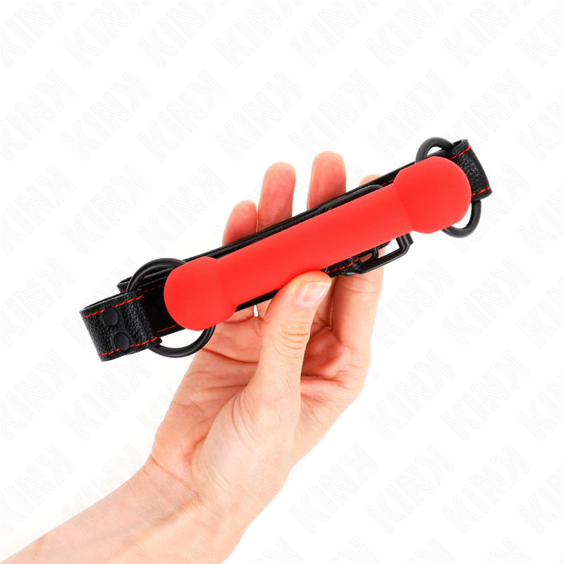 Kink - Baffo In Osso Con Cinturino In Similpelle Rosso Regolabile 41-57 Cm