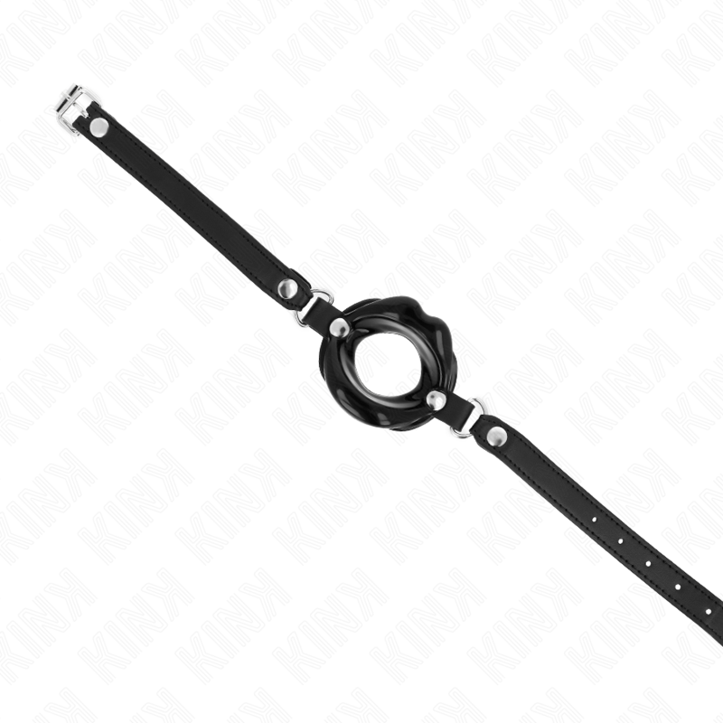 Kink - Baffo Labbra 8 Cm Con Cinturino In Similpelle Nera 63 X 2 Cm Regolabile 39-58 Cm