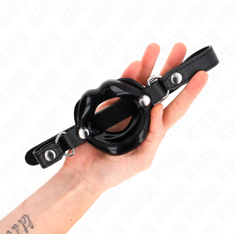 Kink - Baffo Labbra 8 Cm Con Cinturino In Similpelle Nera 63 X 2 Cm Regolabile 39-58 Cm