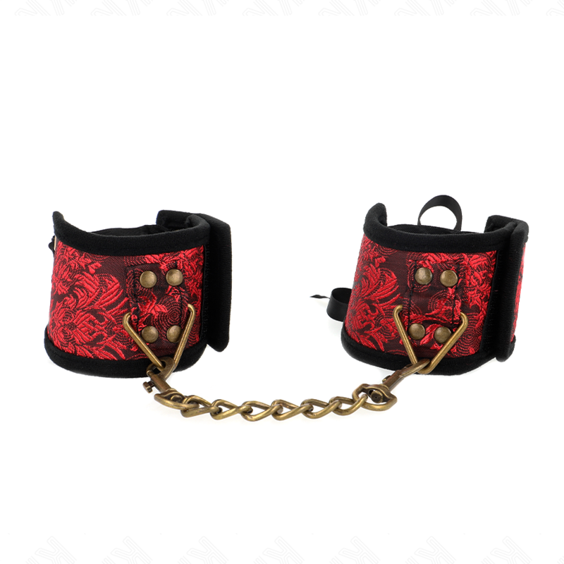 Kink - Scandal Cinturini Da Polso Con Dettagli In Pizzo Rosso-Nero 24,5 Cm X 6,5 Cm