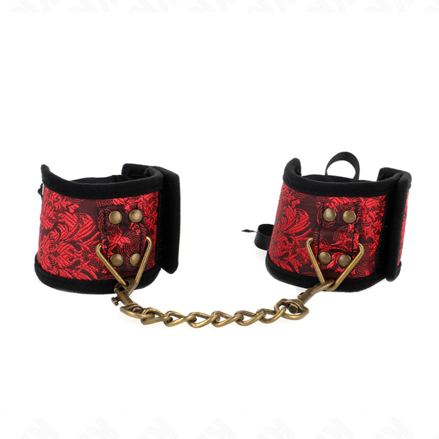 Kink - Scandal Cinturini Da Polso Con Dettagli In Pizzo Rosso-Nero 24,5 Cm X 6,5 Cm