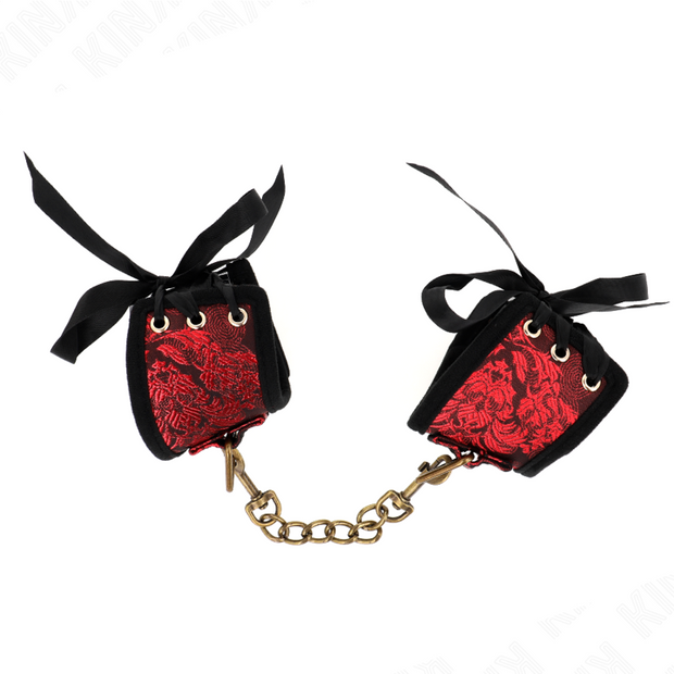 Kink - Scandal Cinturini Da Polso Con Dettagli In Pizzo Rosso-Nero 24,5 Cm X 6,5 Cm