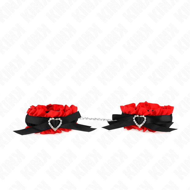 Kink - Cinturini Elastici Per Polsi In Pizzo Con Dettagli A Cuore Rosso Regolabili 22-35 Cm