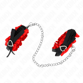 Kink - Cinturini Elastici Per Polsi In Pizzo Con Dettagli A Cuore Rosso Regolabili 22-35 Cm