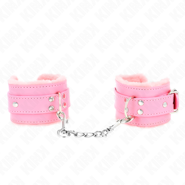 Kink - Cinturini Da Polso Rivestiti In Pelliccia Rosa Con Cintura Rosa Regolabile 17-29 Cm X 6 Cm