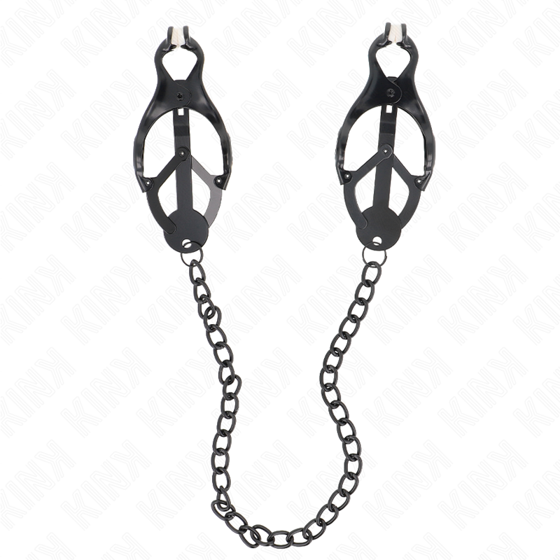 Kink - Morsetti Per Capezzoli A Trifoglio Giapponesi Con Catena Neri 30 Cm