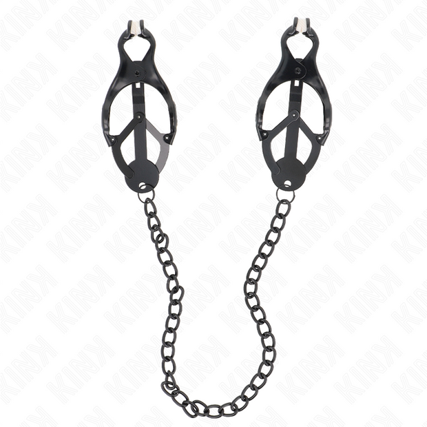 Kink - Morsetti Per Capezzoli A Trifoglio Giapponesi Con Catena Neri 30 Cm
