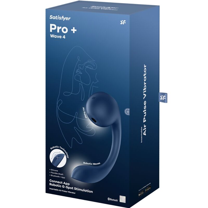 SATISFYER - PRO+ WAVE 4 STIMOLATORE PUNTO G E AIR PULSE APP GRATUITA BLU SCURO
