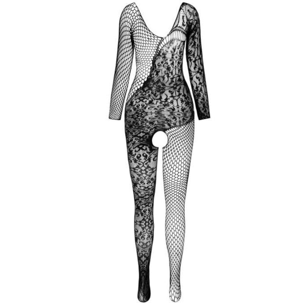 Passion - Bs 107 Bodystocking Nero Taglia Unica