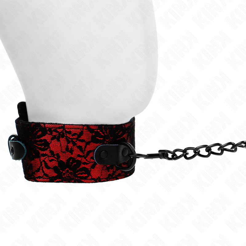 Kink - Collana In Pizzo Con Cintura In Vera Pelle 105 Cm / 44 X 5,5 Cm