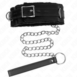 Kink - Collare Con Guinzaglio 65 Cm Con Restrizioni Nero 36-42 Cm X 5,5 Cm