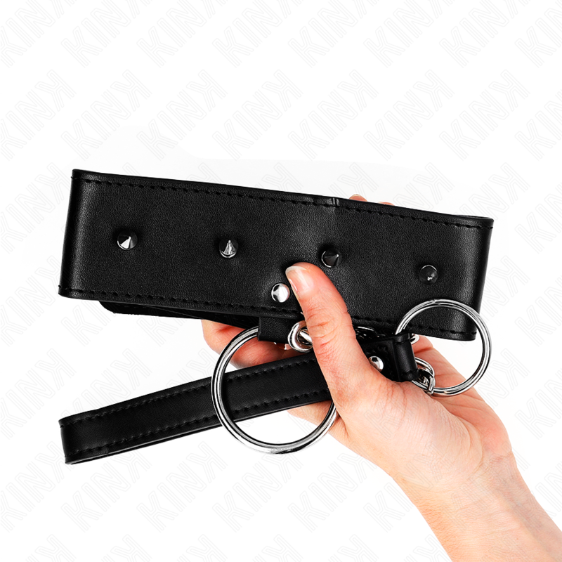 Kink - Collana 65 Cm Con Guinzaglio Con Borchie Argento Modello 2 Regolabile 36-43 Cm X 5 Cm