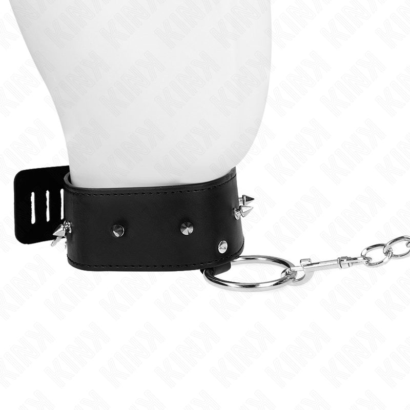 Kink - Collana 65 Cm Con Guinzaglio Con Borchie Argento Modello 2 Regolabile 36-43 Cm X 5 Cm