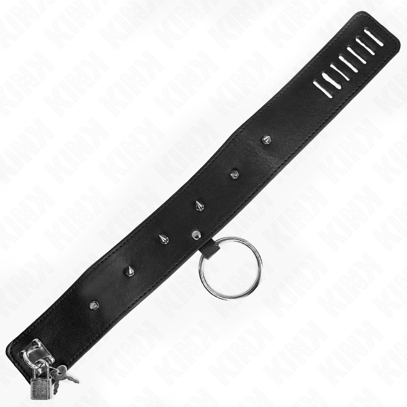 Kink - Collana 65 Cm Con Guinzaglio Con Borchie Argento Modello 2 Regolabile 36-43 Cm X 5 Cm