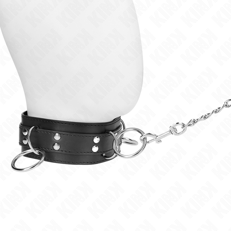 Kink - Collana Schiavitù A 3 Anelli Con Cinghia 80 Cm 53 X 5 Cm