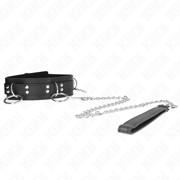 Kink - Collana Schiavitù A 3 Anelli Con Cinghia 80 Cm 53 X 5 Cm