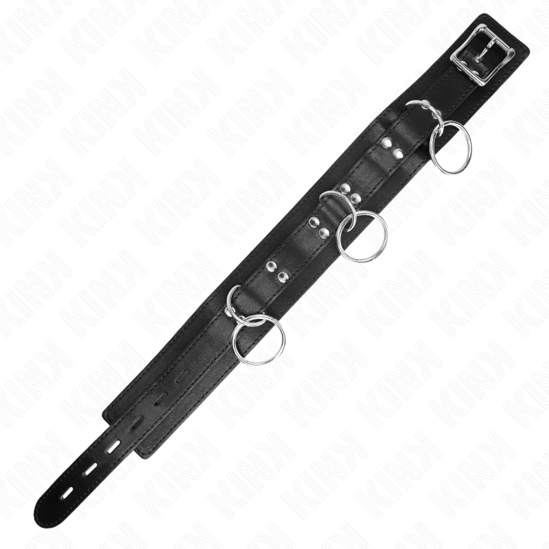 Kink - Collana Schiavitù A 3 Anelli Con Cinghia 80 Cm 53 X 5 Cm