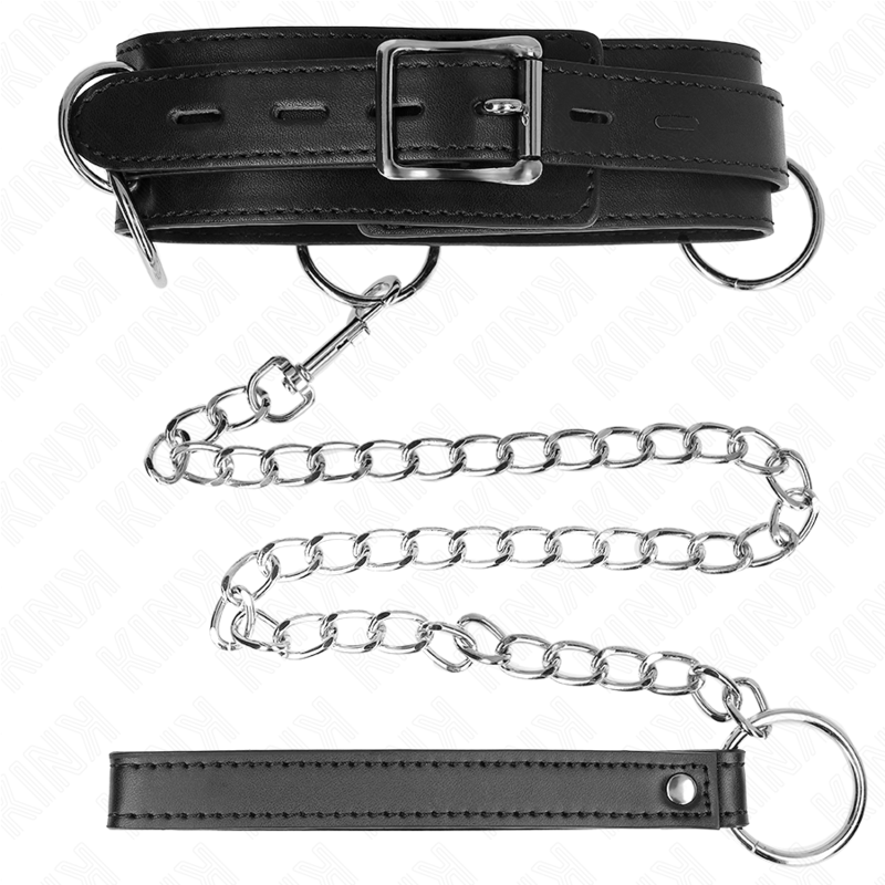 Kink - Collana Schiavitù A 3 Anelli Con Cinghia 80 Cm 53 X 5 Cm