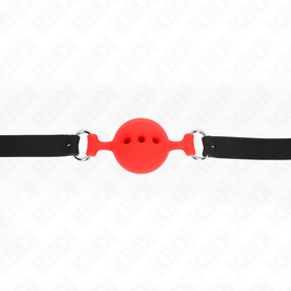 Kink - Bavaglio In Silicone Completo 55 X 2 Cm Con Palla Da 4,5 Cm Taglia M Rosso Regolabile 35-51 Cm