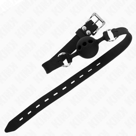 Kink - Bavaglio In Silicone Completo 55 X 2 Cm Con Palla Da 4 Cm Taglia S Nero Regolabile 35-51 Cm
